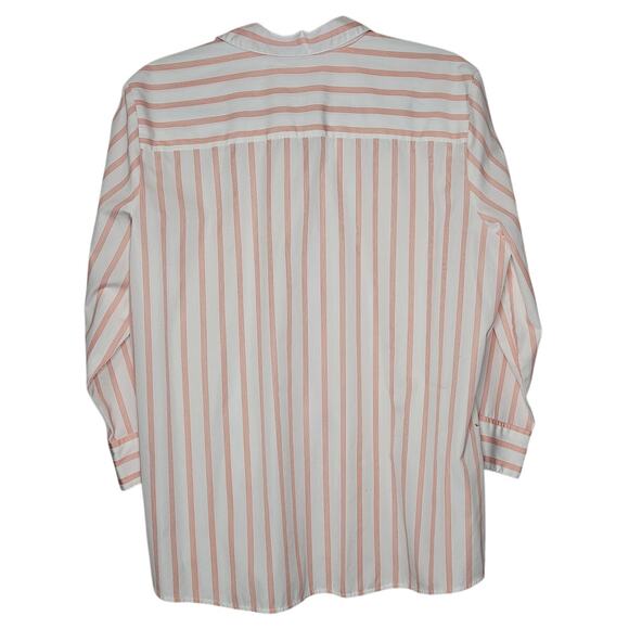 Foxcroft Orange Vertical striped size 16 button down non-iron shirt blouse - Picture 3 of 7